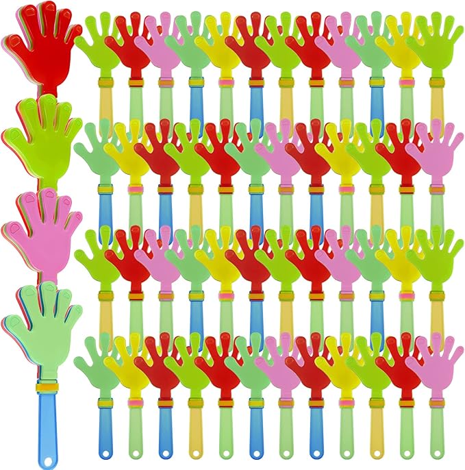 Meooeck 120 Pcs 200 Pcs 7.5 Inch Noisemakers Bulk Plastic Hand Clappers Noise Makers for Sporting Events Fiesta Birthday Supplies, Random Color