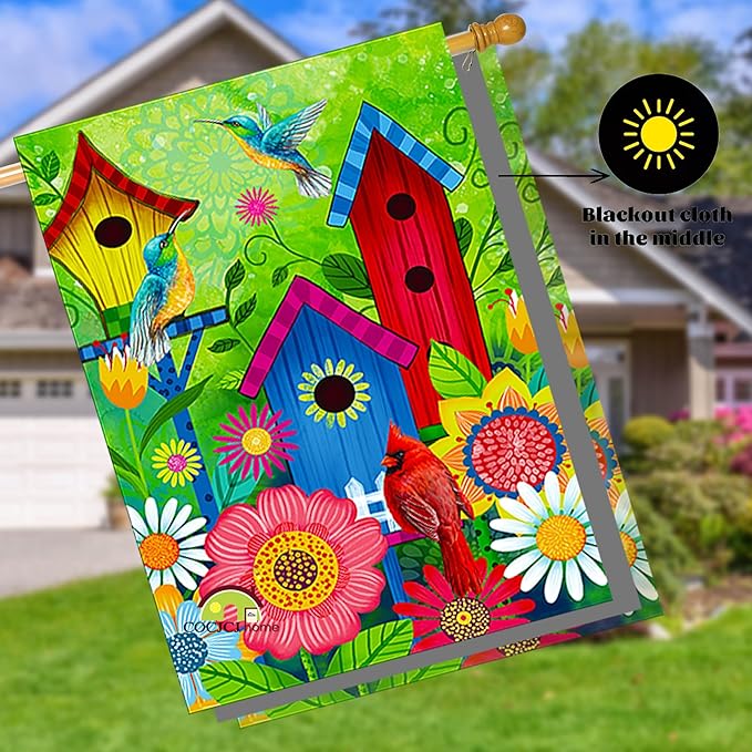 Spring summer Bird flags outdoor 28x40 double sided Large garden flag, Cardinal Bird house flag, Courtyard outdoor Lawn Farmhouse Decoration