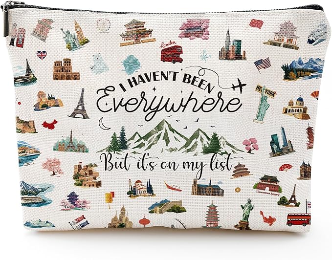 Travel Gifts Makeup Bag For Women - I Havent Been Everywhere But Its On My List Makeup Bags for Travelers Women Travel Essentials Gifts for Birthday Christmas Weddings