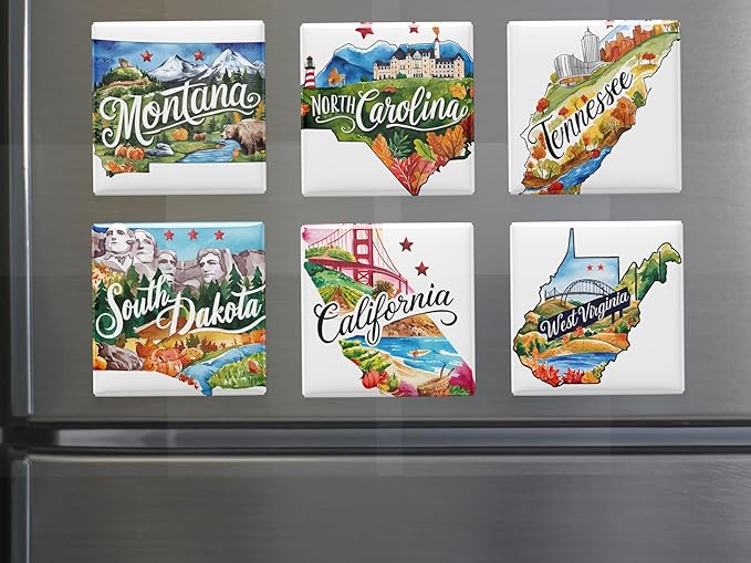 50 US States Magnet Set, Road Trip Travel Souvenir, Custom Fridge Magnets, Unique State Keepsake – Personalized Gift (20)