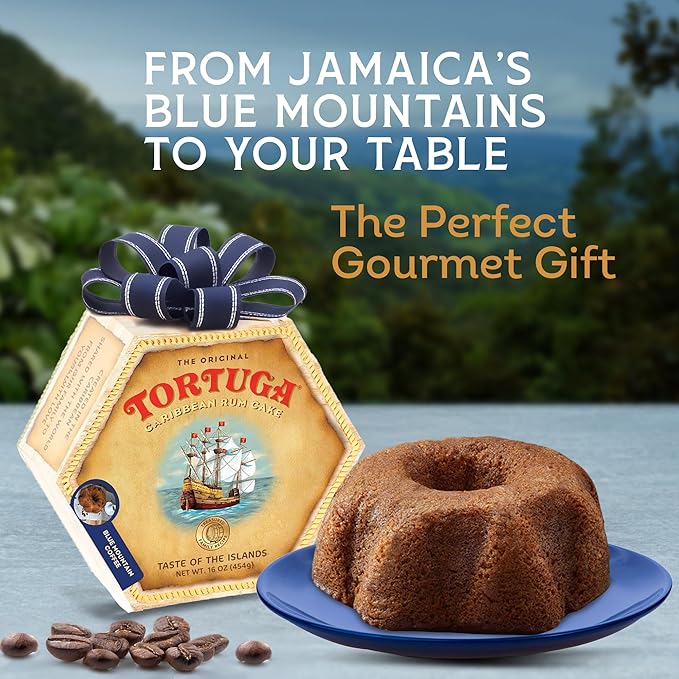 TORTUGA Caribbean Blue Mountain Rum Cake - 32 oz Rum Cake - The Perfect Premium Gourmet Gift for Gift Baskets, Parties, Holidays, and Birthdays - Great Cakes for Delivery