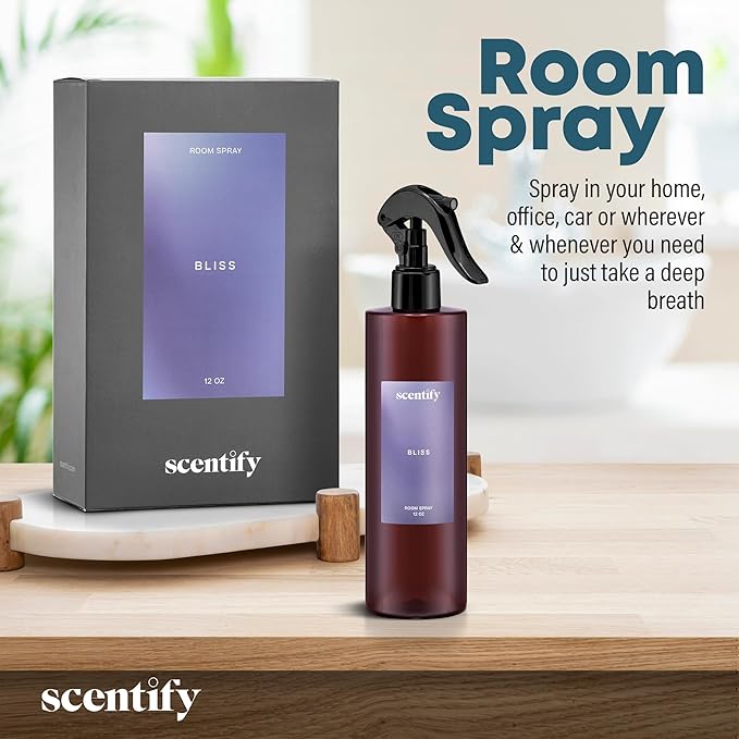 Scentify Bliss Odor Neutralizing Room Spray – Luxury Eucalyptus & Bergamot Fragrance, Instant Odor Eliminator for Home, Office & Car – 12oz