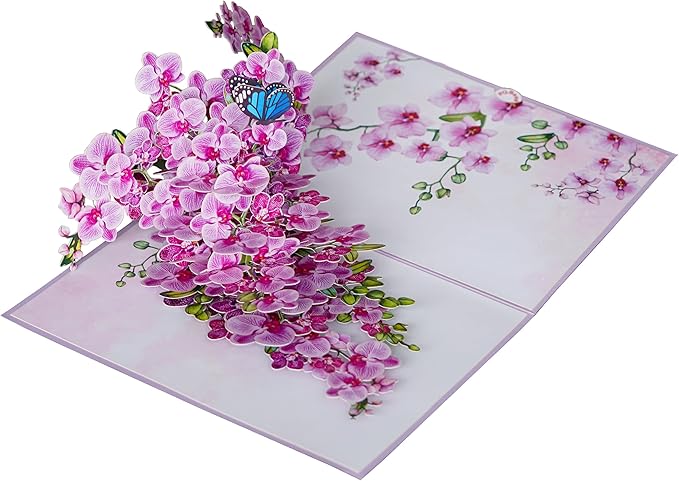 Orchid Happy 50th Birthday Card, 3D Birthday Cards for Women, 6x8in Pop Up Gifts for Mom, Wife, Him, Her, Daughter, Sister, Grandma (Size 6x8 - Happy 50th Birthday)
