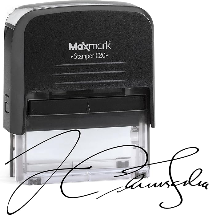 MaxMark Customized Signature Stamp - Small Size -Self-Inking Stamp Customized with Your Signature - Choose from 15 Ink Colors