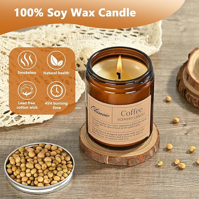 Coffee-Scented Candles,Aromatherapy Candels,Home Fragrance Candes,Soy Wax Candle Gifts-Perfect For Living Room And Bedroom.They Soothe The Mind And Freshen The Air—Making Them An Excellent Gift Choice