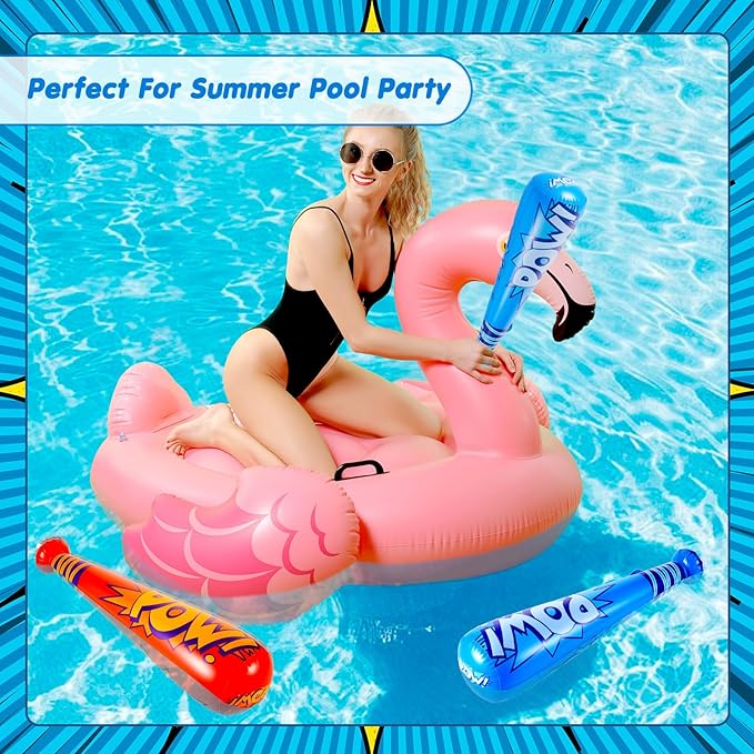WILLBOND 17 Inch Inflatable Baseball Bat Bulk Baseball Party Favors Decorations, Inflatable Toys Blow up Bat with 1 Pump for Sports Theme Supplies(18 Pcs,Dark Blue,Red)