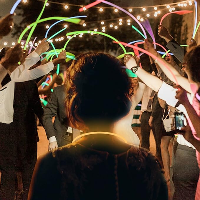 Glow Fever Glow Sticks Bulk 100ct 22'' Glow Necklaces with Connectors, Neon Light Sticks for Party Festivals Raves Concert Birthday Wedding, Peach