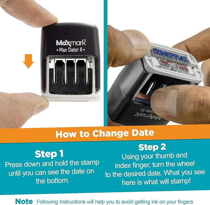 MaxMark Self-Inking Rubber Date Office Stamp with OVERDUE Phrase Blue Ink & Date RED Ink (Max Dater)