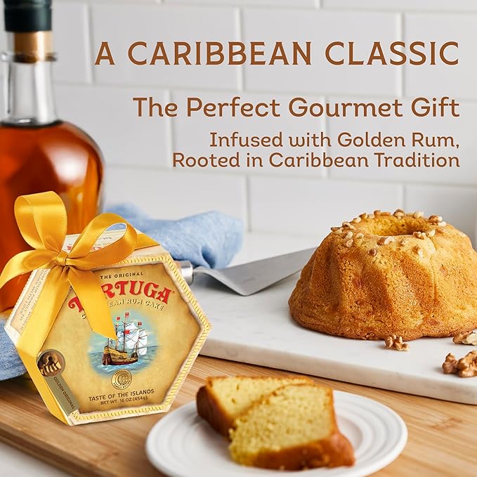 Tortuga Caribbean Rum Cake Gift Set – 6 Pack of Classic Golden Original 4 oz – Authentic Dessert Snack Cakes Bakery Fresh, Moist & Flavored with Premium Aged Rum - Mini Cakes for Delivery