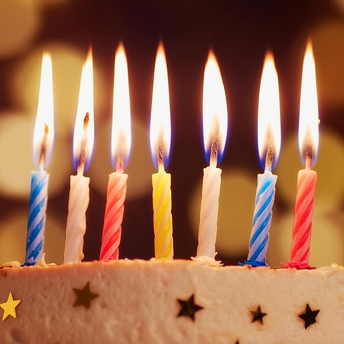 144 Spiral Birthday Candles for Cake & Cupcakes - Multi-Color Party Candles Set
