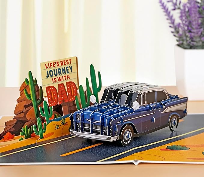 CUTPOPUP Birthday Card Pop Up, 3D Birthday Greeting, Father's Day Card for Men, Grandpa, Dad, Godfather, Husband, Son (Classic Car)