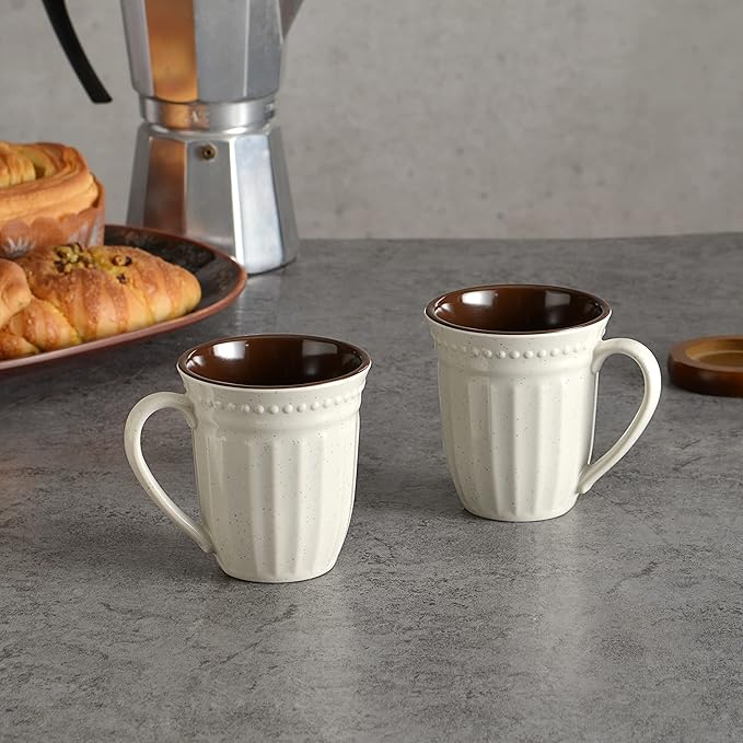 Melamine Coffee Cups of 6, 12oz Camping Mug with Handle, Lightweight and Unbreakable Cups kind to kids, Reusable Mugs Set for Tea, Dishwasher Safe, Ideal for Party RV Gift(Off White)