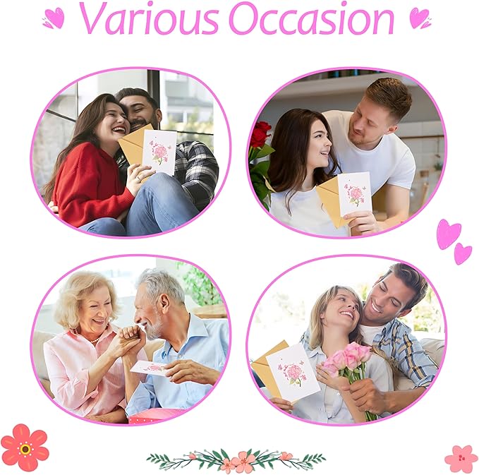 Joyvine 3D pop-up butterfly greeting cards, celebration cards, gratitude cards, rehabilitation greeting cards, suitable for Mother's Day, Father's Day, Thanksgiving, birthdays, anniversaries, with notes and envelopes (Pink Dancing Butterfly)