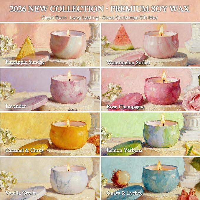 Scented Candles Gifts for Women, 8 Pack Candles for Home Scented, 8% Essential Oil Soy Candle, Stress Relief Gifts for Women, Aromatherapy Candle Set for Birthday, Thanksgiving