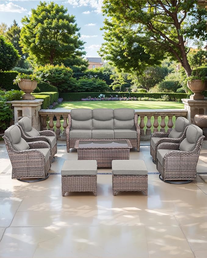 Luxury 24x24x6 Inch Smile Outdoor Seat Cushions Set of 2 - Superior Comfortable Water-Repellent Patio Chair Cushion for Porch Set Rattan Dining Swivel Chairs Loveseat Sectional Sofa - Grey