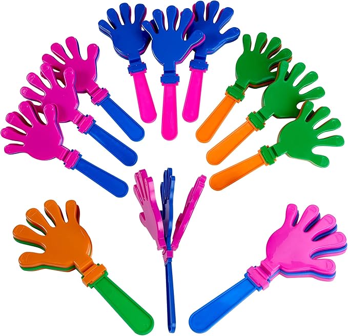 Playbees Colorful Hand Clappers - 12 Pack - 7" Noisemakers for Ultimate Party Fun - Sporting Spectacles, Birthday Extravaganzas, and Graduation Celebrations