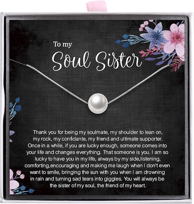 ALoveSoul Necklace for Women Girls - 925 Sterling Silver Single Pearl Necklace, Mother's Day Birthday Gift Ideas