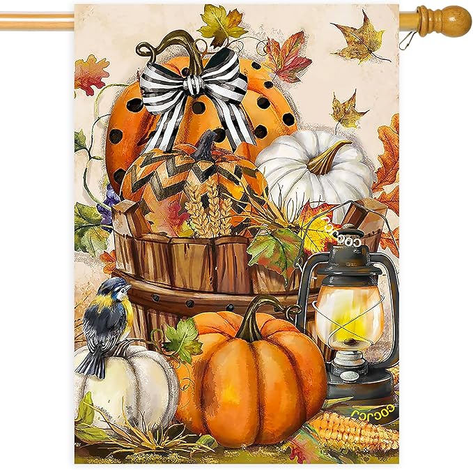 Large Garden Flag 28x40 Double Sided Vertical, Welcome fall Garden Yard House Flags Outsider House Large garden flag Pumpkin Décor