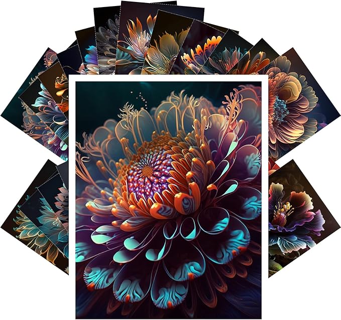 PIXILUV Vintage Postcards (24 pcs 4"x6" each) Fantastic Flowers from Outer Space Vintage Illustrations Reprint
