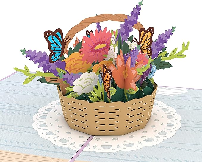 Lovepop Everyday Pop-Up Card for Her and Him- 3D Thinking of You Greeting Cards for Boys, Girls, Men, Women - 5" x 7" Flower Basket - Blank Note Card & Envelope Included