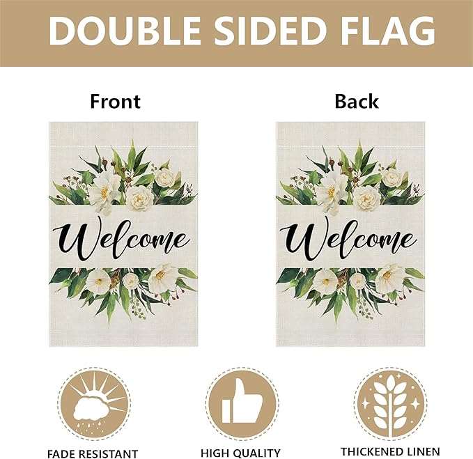 Garden Flags, Welcome Garden Flag, Bee Sunflower Flag Double-Sided Flags for Farmhouse Yard Outdoor-12 x 18inch (Welcome Flower)