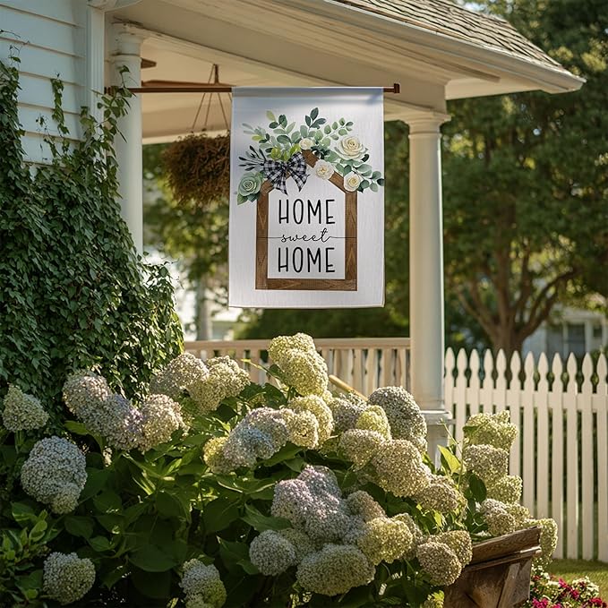 Garden Flags, Welcome Garden Flag, Floral Home Sweet Home Flag Double-Sided Flags for Farmhouse Yard Outdoor Flag-12 x 18inch