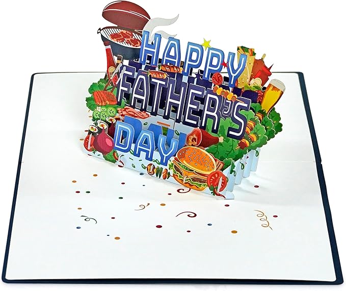 CUTPOPUP Fathers Day Card Pop Up, First Father's Day for Dad, Father in Law, Stepdad, Grandpa, Husband, Son (Happy Father's Day BBQ)
