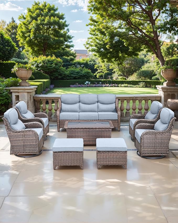 Luxury 24x24x6 Inch Smile Outdoor Sofa Cushions Set of 3 - Memory Foam Deep Seat Patio Furniture Pillows for Wicker Rocker Dining Chair Loveseat 3-Seater L-Shape Sectional Sofa - Baby Blue