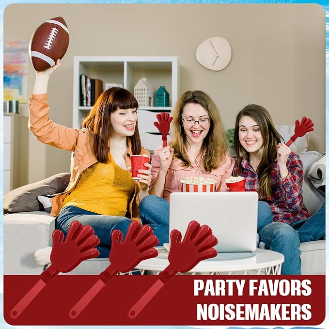 24 Pcs Maroon Hand Clappers 7.5 Inch Clappers Noisemakers Noise Makers Party Favors Plastic Clapper Sporting Events Cheers Ball Dance Basketball Football Noisemakers （Maroon）