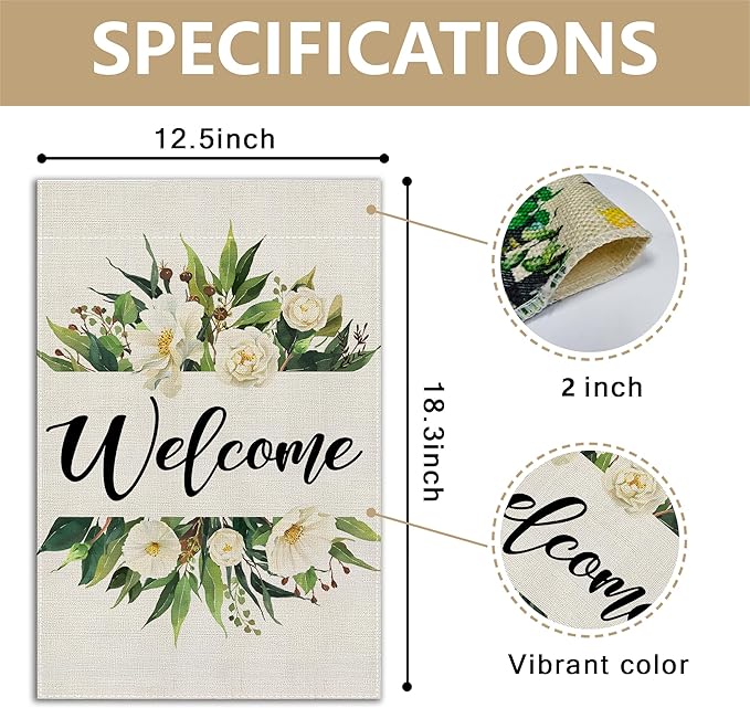 Garden Flags, Welcome Garden Flag, Bee Sunflower Flag Double-Sided Flags for Farmhouse Yard Outdoor-12 x 18inch (Welcome Flower)