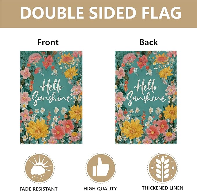 Garden Flags, Welcome Garden Flag, Bee Sunflower Flag Double-Sided Flags for Farmhouse Yard Outdoor-12 x 18inch (SUNSHINE)