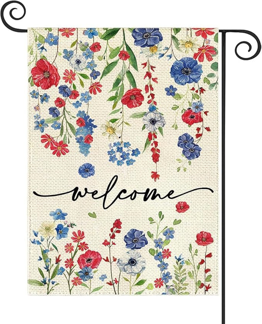 Baccessor 4th of July Patrioctic Garden Flag 12.5 x 18 Inch Double Sided God Bless America Memorial Day Floral Yard Flag Vertical Summer Seasonal Farmhouse Yard Outdoor Decoration