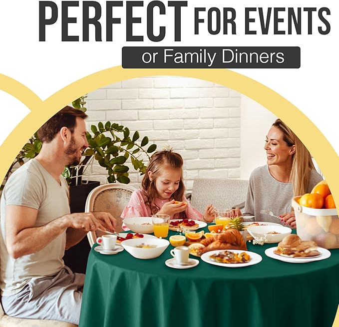 Exquisite 66% Thicker Premium Dark Green Round Tablecloth 0.5 Mil 6 Pack Plastic Table Cloth Disposable 84 Inch Round Plastic Tablecloth Won't Tear Easily Like Cheap Thin Brands