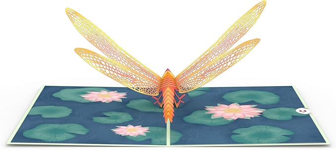 Lovepop Dragonfly on Water Lily Pop Up Card - 3D Card, Mothers Day Card, Card for Mom, Pop Up Mother’s Day Card, Happy Mother’s Day
