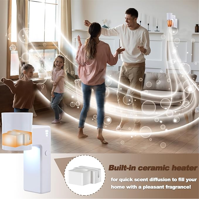 4 Pcs Wall Fragrance Plug in with Night Light Compatible with Bath and Body Works Wallflowers, with 3-Speed Adjustable Fragrance Essential Oil Diffuser for Home, White