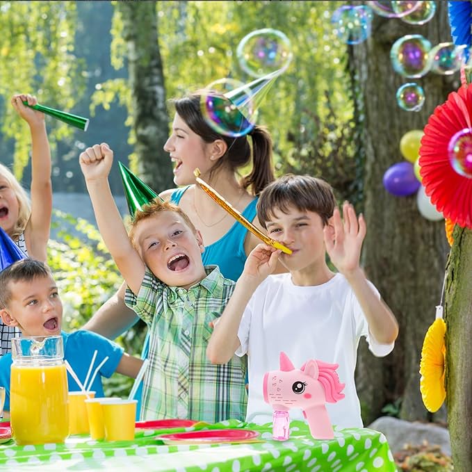 Unicorn Bubble Maker for Portable Handheld Electric Bubble Blower Pink Lightweight Plaything for Outdoor Fun