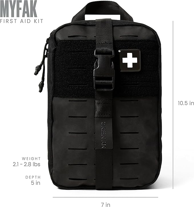 MY MEDIC MyFAK Standard Ifak First Aid Kit - 132 Life Saving Trauma and Medical Items - HSA&FSA Eligible Survival Kit for Camping or Your Car - Black