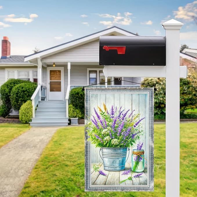 BlissYard Hello Spring Garden Flag Double Sided 12x18 Welcome Spring Floral Yard Flag Mason Jar Vase Flower Garden Yard Seasonal Outside Outdoor House Decoration Farmhouse Holiday Yard Flag
