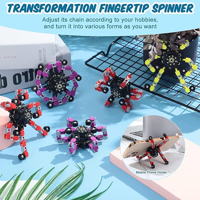 30pcs Random Fidget Spinners,DIY Deformable Robot Fingertip Toys,Decompression Spinner,Deformable Creative Mechanical Gyro Toys,Stress Relief Mechanical Chain Toy for Kids Adults，Party Supplies