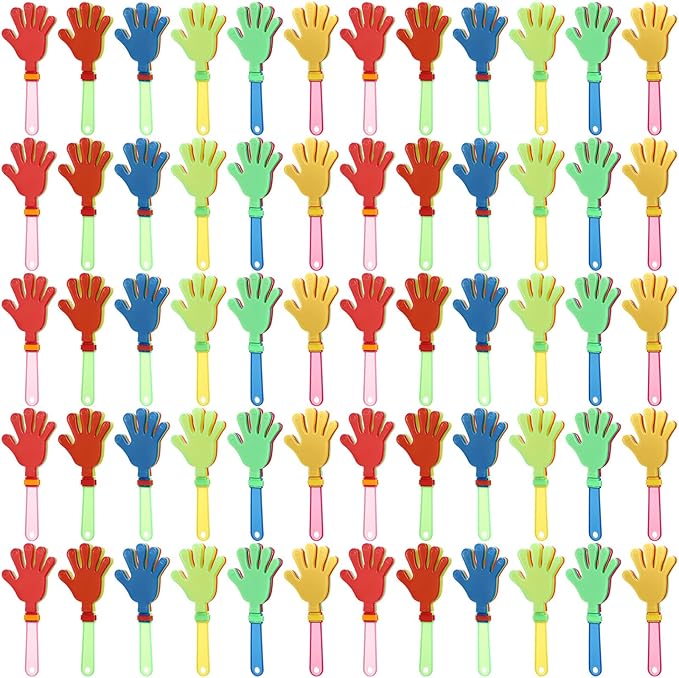 60 Pcs Colorful Hand Clappers 7.5 Inch Clappers Noisemakers Noise Makers Party Favors Plastic Clapper Sporting Events Cheers Ball Dance Basketball Football Noisemakers （Colorful）