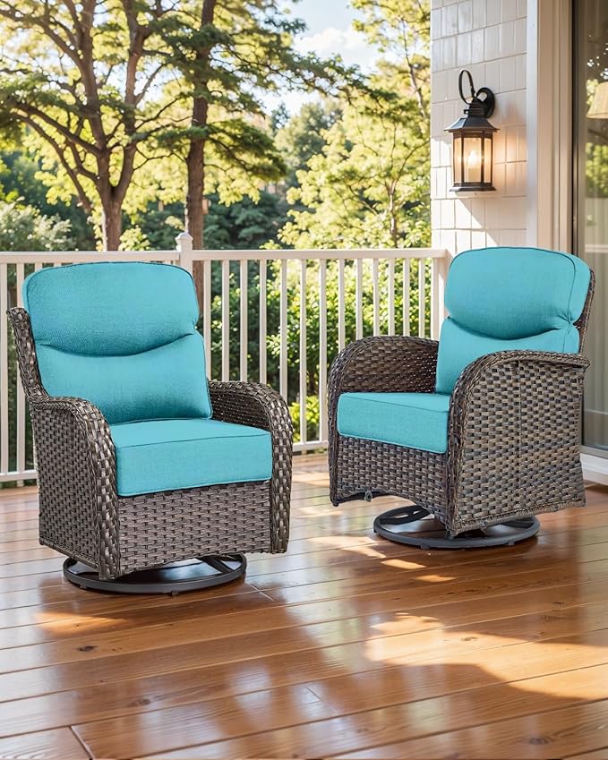 Luxury 22x24/22x25 6-Inch Smile Patio Cushions for Outdoor Furniture Set of 6 - Thick Back & Deep Seat Outside Chair Cushions for Rattan Glider Loveseat Sectional Sofa - Turquoise