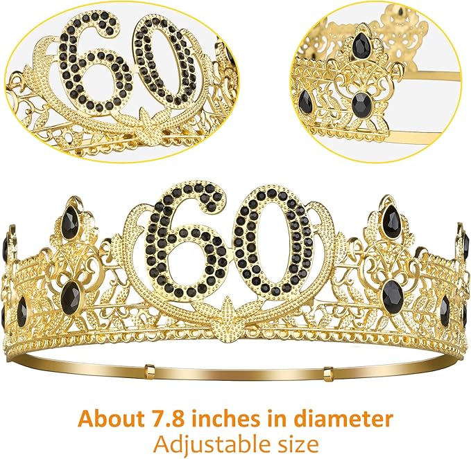 60th Birthday Gifts for Men, 60th Birthday Decorations for Men, Party Decor Supplies including King Crown & Sash & Banner & Balloons & Cake Topper & Candles