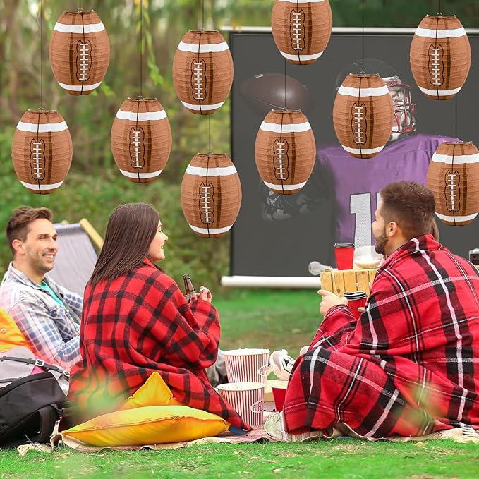 20 PCS 12 Inch Football Paper Lantern Ceiling Football Party Lantern Sport Paper Hanging Lanterns for Sport Themed Birthday Baby Shower Classroom Game Party Centerpieces Superbowl Season 2026