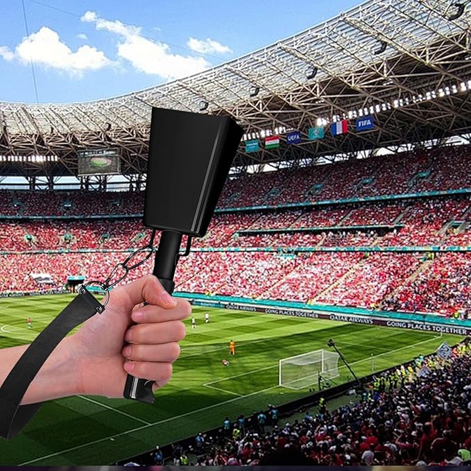 10inch Metal Cowbells with Handle, 1Pcs Cow Bells with Wrist Strap for Sporting Events, Football Games,Party, Concert, Graduations, Farm Ranch, Black