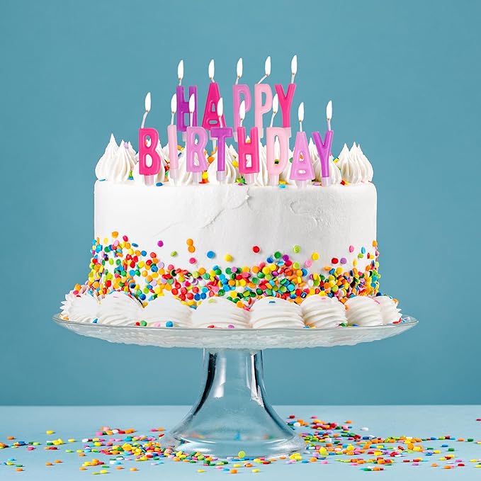 Happy Birthday Letter Candles, Pink & Purple Birthday Candles, Birthday Candle Set for Birthday Cakes, Party Decoration