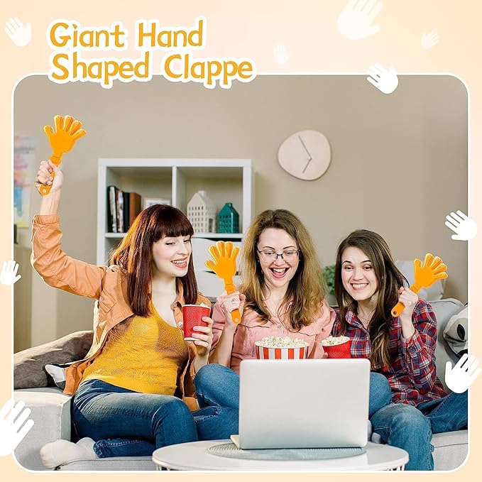100 Pcs Orange Hand Clappers 7.5 Inch Clappers Noisemakers Noise Makers Party Favors Plastic Party Clapper for Sporting Events Cheers Ball Dance Basketball Football Noisemakers（Orange）