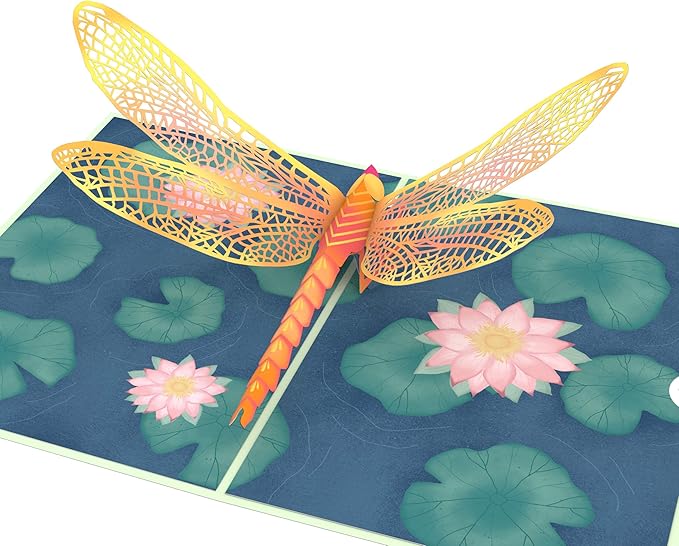 Lovepop Dragonfly on Water Lily Pop Up Card - 3D Card, Mothers Day Card, Card for Mom, Pop Up Mother’s Day Card, Happy Mother’s Day