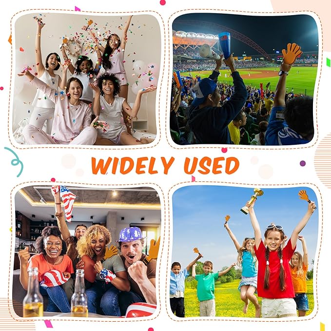 24 Pcs Hand Clappers 7.5 Inch Plastic Clappers Noisemakers Party Favors Clapping Noise Maker Birthdays Game Prizes Classroom Rewards Football Sporting Events Cheers Supplies (Orange,Black)