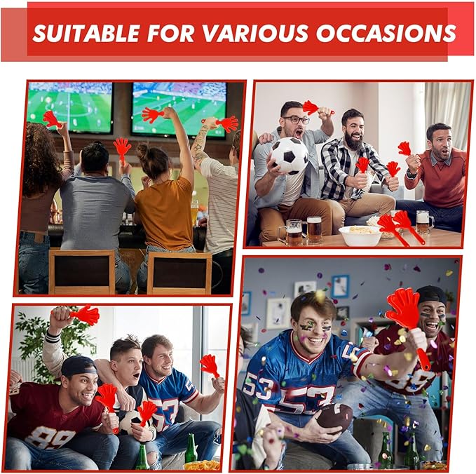 20 Pcs Hand Clappers Noisemakers 7.5 Inch Clappers Noisemakers Plastic Hand Clappers for Birthdays Game Football Sporting Events Cheers Supplies Dance Basketball Football Noisemakers(Red)