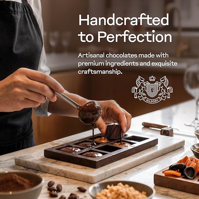 Gildory Gourmet Chocolate Gift Box | Assorted Chocolate Box with Strawberry, Caramel, Hazelnut & Fudge Flavors | Premium Candy Gift Set for Holiday, Valenetinse Day.